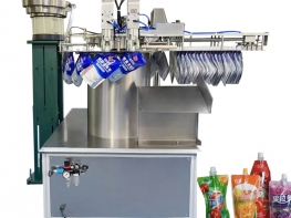 SANTFINE SFZPB452 Desktop Piston Pump Liquid Spout Pouch Bag Filling Capping Machine For Laundry Detergent Juice